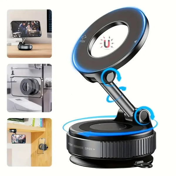 360° Foldable Magnetic Car Phone Holder with Vacuum Suction